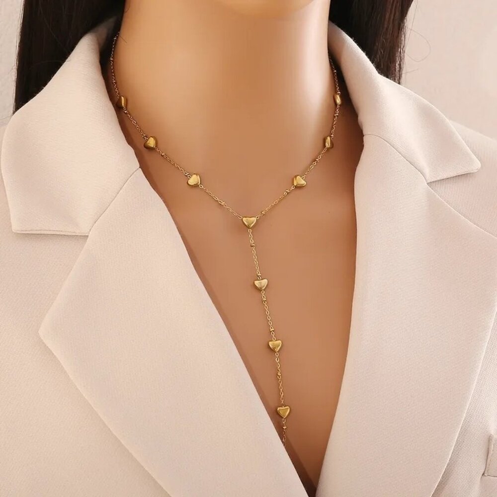 3/$35 Dainty Heart Gold Stainless Steel 18K Gold Plated Necklace